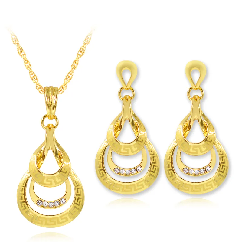 Pakistan Popular jewelry high quality copper Women wedding party bride 18k gold dubai jewelry sets