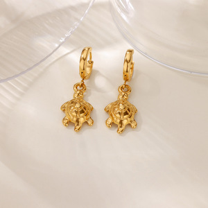 Minimalist Okyanus Titanyum Çelik 18 Ayar Gerçek Altın Kaplama Kaplumbağa Akuamarin Sallantılı Küpeler Kadınlar İçin Kararmaya Dayanıklı - Product Image 5