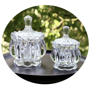 Pot à bonbons en verre <span class=keywords><strong>cristal</strong></span> Offre Spéciale, bocal <span class=keywords><strong>de</strong></span> stockage <span class=keywords><strong>de</strong></span> bijoux, pots <span class=keywords><strong>de</strong></span> bougie d'aromathérapie avec couvercle pour la fabrication <span class=keywords><strong>de</strong></span> bougies - Product Image 1