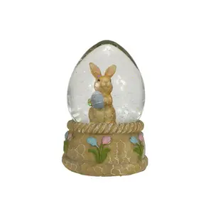 Boule d'eau de pâques, dôme en verre, lapin en résine, boule de neige, lapin en polyrésine avec oeuf de pâques, boule d'eau, cadeaux, décoration de la maison