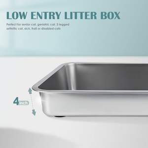 Extra Large Stainless Steel Open <b>Cat</b> Litter <b>Box</b> with High Sides Metal Litter Pan for <b>Cat</b> - Product Image 4