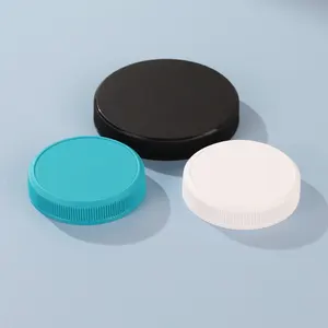 Wholesale Blue Black White Plastic Can Ribbed Screw Lids Cosmetics Containers Plastic Ribbed Screw Cap