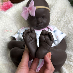 دمية سيليكون بلاتينية واقعية بلون البشرة السمراء 50 سم، فتاة/صبي، لولو، ذات ملمس غني بالميلانين وتأثيرات خاصة - Product Image 5