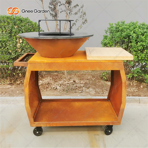 Barbecue extérieur moderne en acier corten avec finition en acier patiné pour jardin et camping - Product Image 5