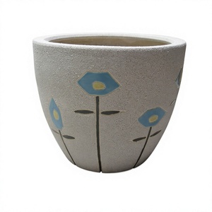 Ensemble de pots à fleurs en céramique rustiques, bleu glacé, pour plantes d'intérieur, décoration maison, pot à fleurs en poterie pour plantes vertes. - Product Image 4