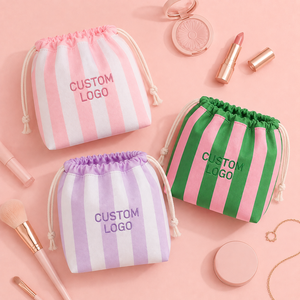 Eco-Friendly Storage Foldable Toiletry Cosmetic Bag Custom Embroidery Logo Polyester Make Up Drawstring Bag - Product Image 5