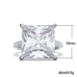 Anello scintillante con taglio quadrato per donna, elegante gioiello da dito alla moda - Product Image 6