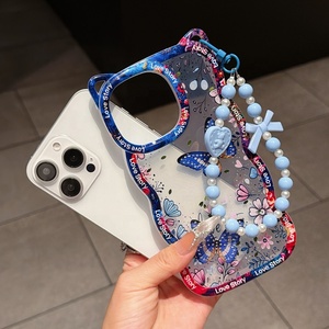 Custodia per telefono di lusso in TPU con glitter a farfalla e catena per iPhone 17 16 15 14 13 12 11 e <span class=keywords><strong>Samsung</strong></span> S21 A22 A42 A03s, <span class=keywords><strong>cover</strong></span> posteriore per ragazze - Product Image 6