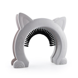 पोर्टेबल टिकाऊ बिल्ली कान आकार आंतरिक पालतू पालतू जानवर खिड़की के साथ बालों के ब्रश के साथ बिल्लियों का दरवाजा - Product Image 1