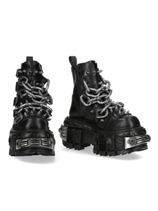 Botas cortas de Metal negro Punk callejero español, parte superior alta de suela gruesa para motocicleta de invierno de industria pesada, parte inferior de aumento de altura - Product Image 2