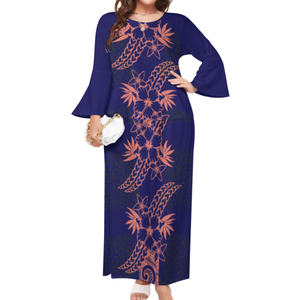 Big <span class=keywords><strong>People</strong></span> Violet Puletasi Demi Manches Robe Hawaïenne Pacific Island Design Brand New Monstera Leaf Design Demi Manches Robe - Product Image 4