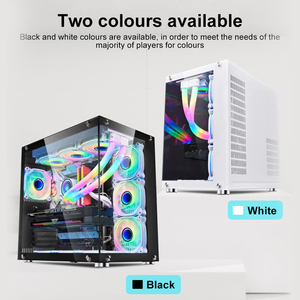 เคสคอมพิวเตอร์เกมมิ่ง Mid Tower M-ATX สีดำขาว พร้อมพัดลมกระจกนิรภัย RGB ลดราคาพิเศษ - Product Image 6