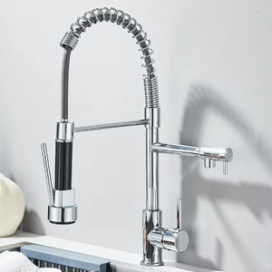 Robinet de cuisine en acier inoxydable, rotation à 360 degrés, trou unique avec pulvérisation extensible à ressort, robinets de cuisine - Product Image 3