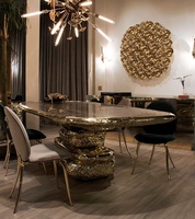 Ensemble de table en cuivre luxe unique meubles design italien moderne doré 6 chaises table à manger de luxe