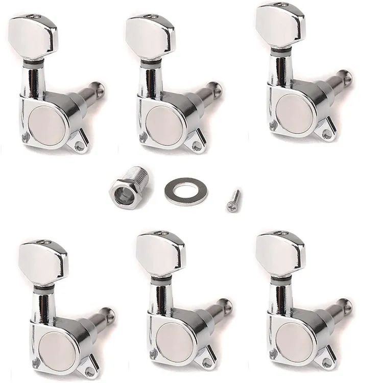 6 In Line Chrome Sealed String Tuning Pegs Tuning Keys Guitar Machines Heads for Electric Guitar Replacement