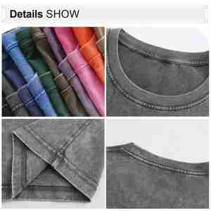 사용자 정의 로고 빈티지 산성 세척 스트리트웨어 빈 대형 티셔츠 100% 면 남성 티셔츠 - Product Image 3