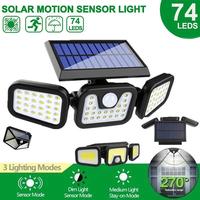 Lampu Sensor Gerak Tenaga Surya Tahan Air IP65 untuk Luar Ruangan, Lampu Sorot Taman LED COB Sudut Lebar 270 Derajat, 3 Mode Sensor Cahaya Rendah