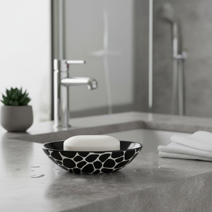 Spirella "Darwin" stoneware soap dish in black, 4 x 14.5 x 10 cm - Product Image 3