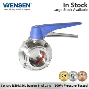 Valvola <span class=keywords><strong>a</strong></span> Farfalla Sanitaria <span class=keywords><strong>a</strong></span> 12 Posizioni con Maniglia in Plastica, Tipo <span class=keywords><strong>a</strong></span> Morsetto, Apertura Rapida, in Acciaio Inox 304 per Acqua - Product Image 1