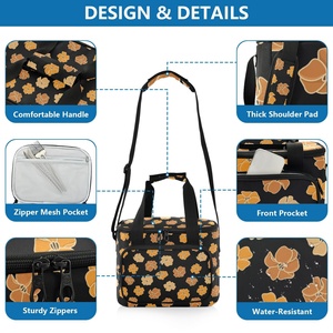 Sac isotherme de pique-nique portable personnalisé avec bretelles, motif fleur de Puakenikeni jaune Hawaïenne, idéal pour la plage et le camping - Product Image 4