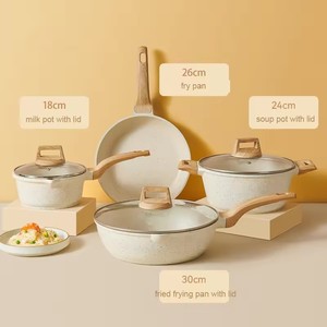 Juego de Utensilios de Cocina de Cerámica de Lujo, Duradero, Ecológico, de Alta Calidad, 4 Piezas, con Tapa de Vidrio, Mangos de Madera, Apto para <span class=keywords><strong>Horno</strong></span>, Antiadherente - Product Image 2