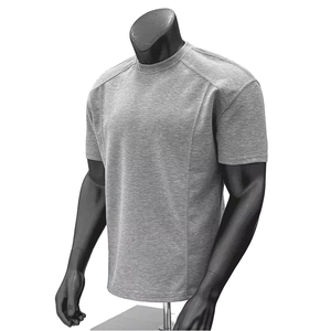 OEM Custom Logo 220GSM Cooling Sports T‑Shirt Cotton Lyocell Spandex <b>Patchwork</b> Design Solid Short Sleeve Regular Shoulder - Product Image 1