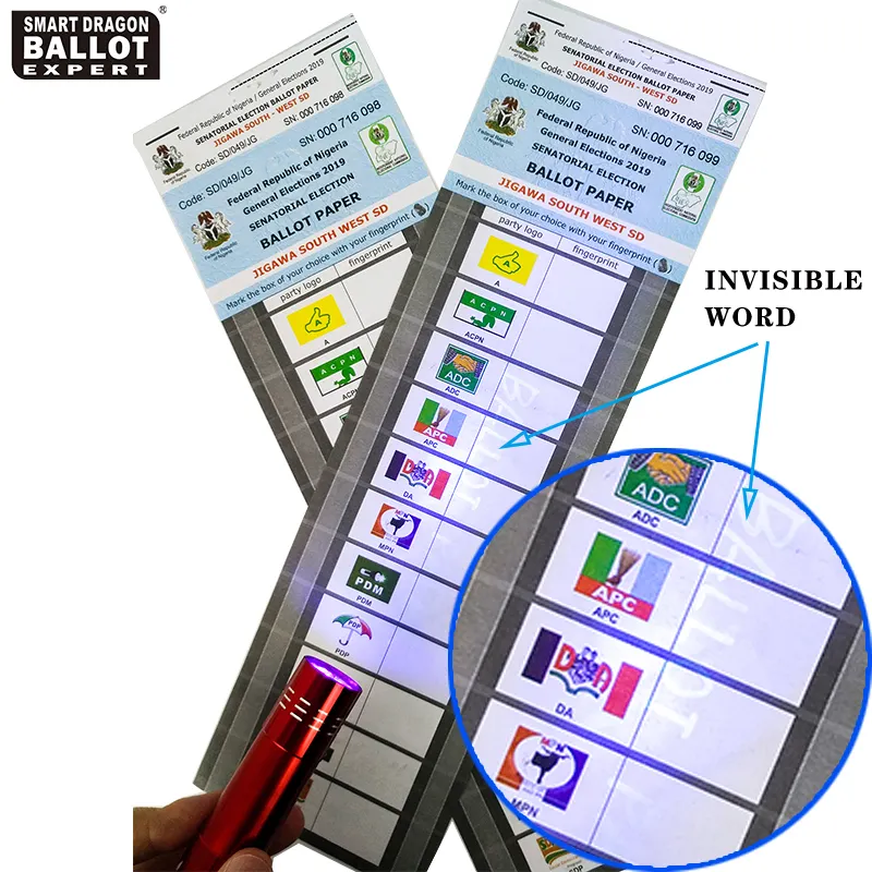 कोमोरोस मतदान चुनाव सीरियल नंबर के साथ कागज और वोट टिकट