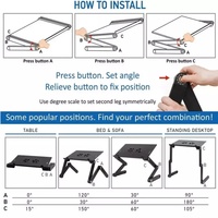 Support portable réglable en alliage d'aluminium Leadingplus, pliable, pour ordinateur portable, capacité 15 kg, 4-48 cm