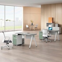 Bureau double modulaire moderne, table de direction, chaise, groupe de panneaux, design, poste de travail informatique pour quatre employés, cadre en fer, SHUNYING