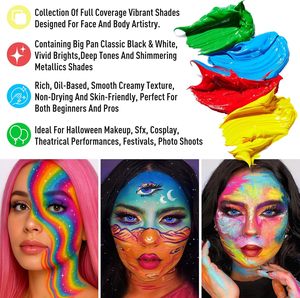 Bview Art visage corps peinture huile Palette professionnel Flash Non toxique sûr tatouage Halloween FX fête artiste fantaisie <span class=keywords><strong>maquillage</strong></span> Kit - Product Image 2