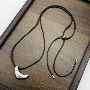 2026 Hot Selling Simple Rope <b>Chain</b> Croissant Pendant Necklace <b>Titanium</b> Steel Women's Collarbone Necklaces Fashion Jewelry - Product Image 2