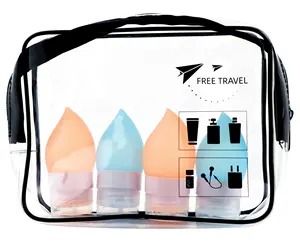 TSA approved travel toiletries containers empty bottle silicone travel kit 4 in 1 for airline silicon squeezable bottle set