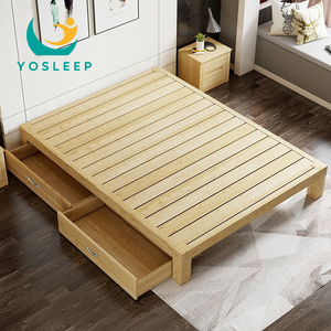 Khuyến mãi nóng: Giường ngủ khung gỗ liền khối hiện đại kiểu Tatami, thiết kế đơn giản có giá để đồ, cỡ <span class=keywords><strong>Full</strong></span>, dùng cho nhà ở và khách sạn, làm bằng gỗ. - Product Image 1