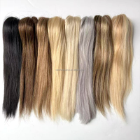 Queue de cheval à clipser de style européen, 100% cheveux humains, double épaisseur, 10-22'', vente en gros directe usine