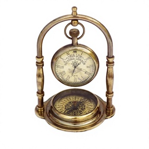 Reloj de Escritorio Circular de Latón, Decoración Vintage para Entusiastas de Autos, Regalo Automotriz, Movimiento Electrónico, Diseño Tradicional - Product Image 1
