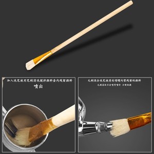 Brosse de nettoyage pour aérographe, outil pour éliminer les résidus de peinture, avec poils doux et manche en bois - Product Image 1