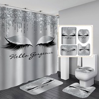 Ensemble de rideaux de douche à motif cils, 4 pièces, imperméable, séchage rapide, ensemble d'accessoires de salle de bain personnalisés