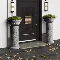 Pot de fleurs rond en fibre de verre moderne, durable et écologique, sculpté à la main, grand format, pour la décoration de jardin intérieur et extérieur