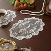 Ensemble de sets de table et sous-verres en dentelle brodée florale vintage romantique française, décoration de table de luxe, forme irrégulière, petite taille
