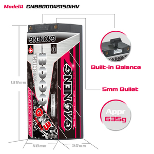 GNB GAONENG 8000MAH 4S 4S2P 15.2V 150C แบตเตอรี่ลิเธียมโพลิเมอร์แบบแข็ง 5 มม. สำหรับรถบังคับวิทยุ ขนาด 1:8 รถแข่ง RC LiHV HV - Product Image 4