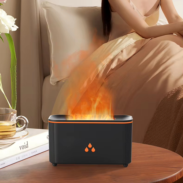 Aroma Essential Oil Diffuser Waterless Fireplace Air Humidifier with Night Light Flame Volcano air Diffuser Ultrasonic Smart