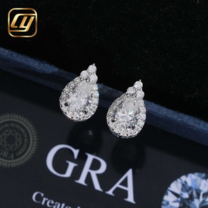 Boucles d'oreilles clous en moissanite taille poire, argent 925 plaqué rhodium, bijoux de mariage de luxe pour femme, forme goutte d'eau - Product Image 3