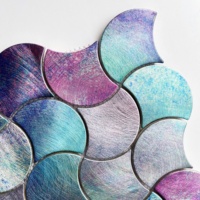 Mosaïque murale moderne en aluminium émaillé, effet écailles de poisson irrégulières, irisée, pour salon, cuisine, salle de bain, crédence