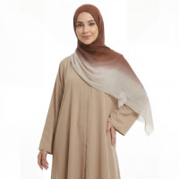 Hijab modal dégradé bicolore, foulard musulman à volants en viscose, accessoires ethniques, écharpe unie à carreaux respirante pour femme