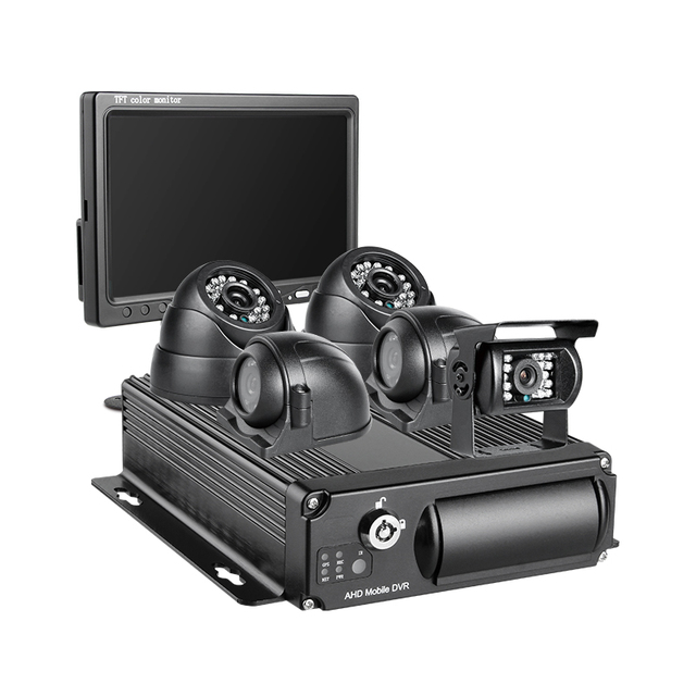 8CH 4G GPS Wifi 1080P AHD  Mobile Car MDVR Recorder  Camera System  With 5 IR Night Vision  Cameras and 7 Inch VGA Monitor