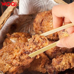 WOQI Ustensiles de cuisine en bambou vert Pince à thé pour salade <span class=keywords><strong>Bacon</strong></span> et toast Ustensile en bois pour la préparation des aliments - Product Image 6