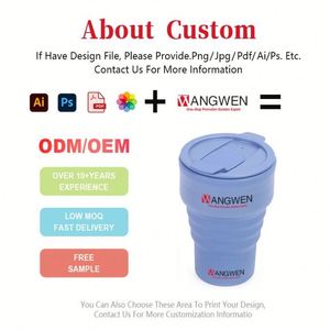 แก้วน้ำซิลิโคนพับได้แบบพกพาสำหรับเดินทางและเล่นกีฬา พร้อมฝาปิดสำหรับดื่มน้ำร้อนและน้ำเย็น กาแฟเย็น ขายส่งแบบกำหนดเองได้ - Product Image 2