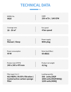 JNUO Mejor Precio Midium Room Actice Filtro de carbón Led Luz de noche para oficina H13 HEPA Purificador de aire para el hogar - Product Image 2