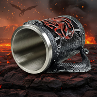 Tasse à bière en acier inoxydable avec poignée de Dragon créative, squelette, vin, résine extérieure, crâne, Stein