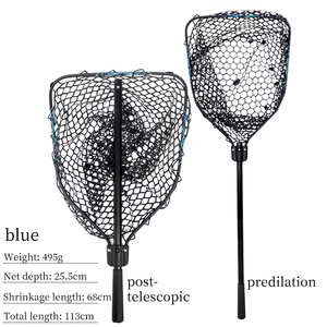 Filet de pêche 113cm aluminium pliable épuisette maille en silicone souple PVC poignée filet de dégagement pour mouche truite saumon bar <span class=keywords><strong>Kayak</strong></span> pêche - Product Image 4